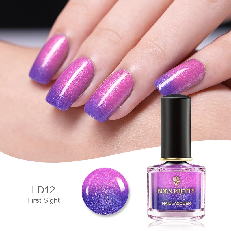 Родился довольно Термальность лак для ногтей Nail Art Лаки Цвет изменение Shimmer Цвет ful Температура изменить Маникюр 6 мл - Цвет: BP-LD012