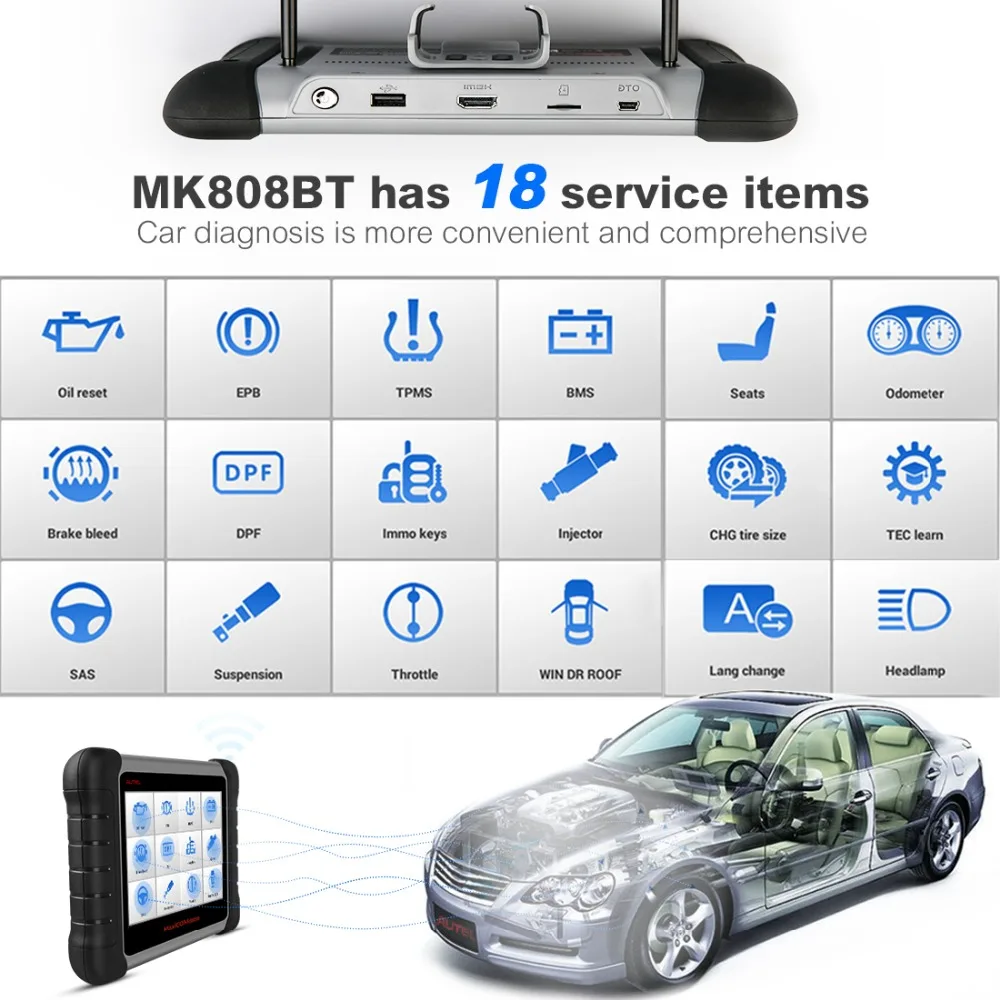 - Autel MK808BT OBD2 Scanner Diagnostic Auto Tool OBD 2 Automotive Code Reader ODB2 Key Programmer Diagnosis Better To Launch X431