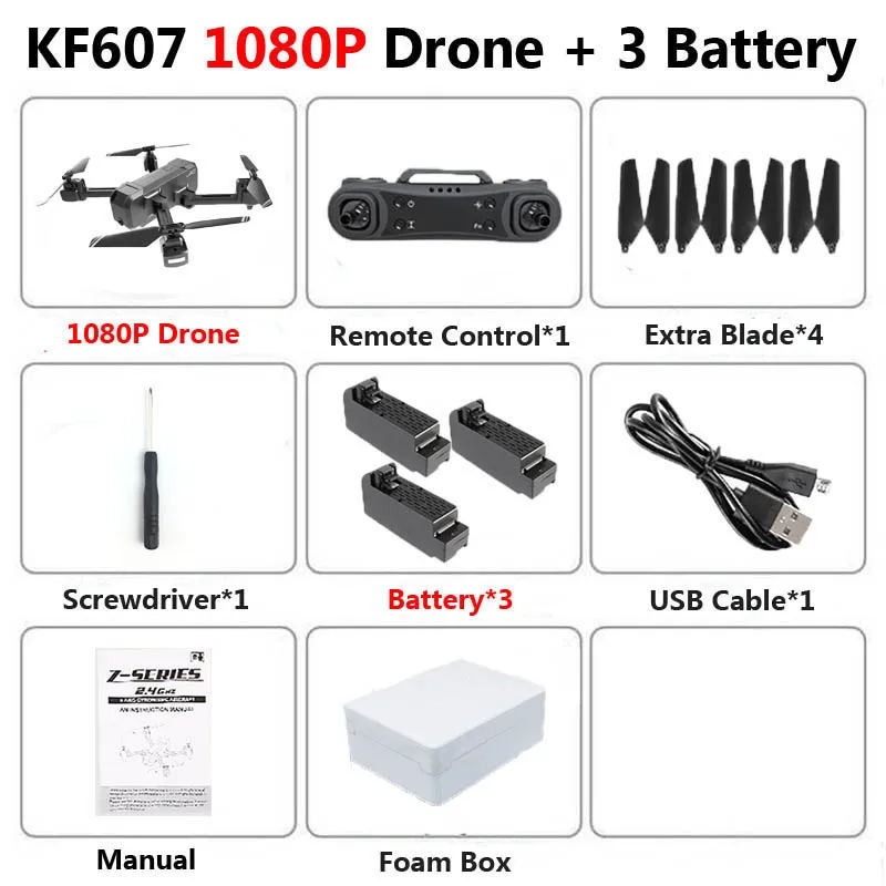 KF607 Профессиональный складной мини Дрон с двойной камерой 1080P 4K HD WiFi FPV оптический поток RC Квадрокоптер Вертолет игрушки VS SG106 - Цвет: KF607 1080P 3B Foam