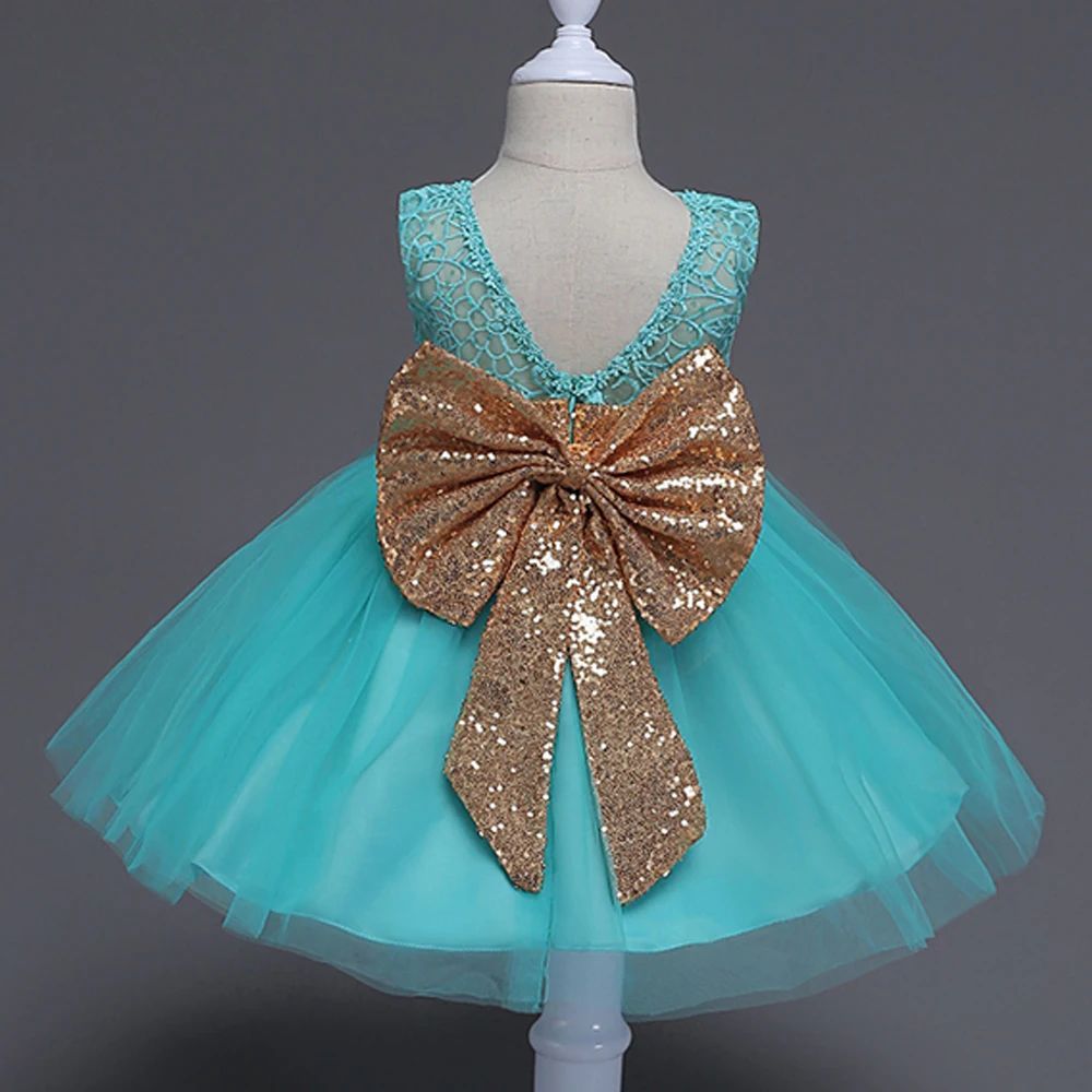New Cute Baby Girls Princess Ball Gown Leak Back Toddler Kids Dress