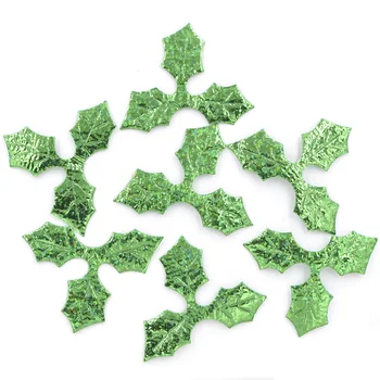 

100Pcs Green Holly leaves Laser Cloth Appliques DIY Sewing Christmas Decoration, Scrapbook, Decorative DIY Craft Supply K73