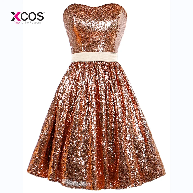 short rose gold prom dress