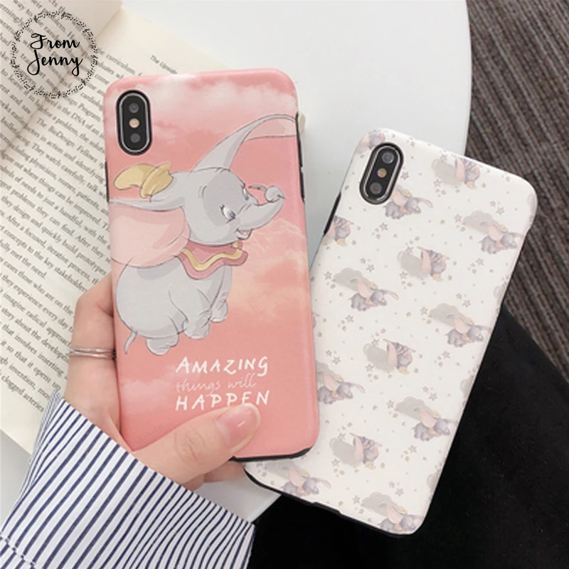 

From Jenny Applicable to the for iPhone X XR XS Max relief flying elephant for iPhone 6 6S 7 8 plus and soft TPU soft shell