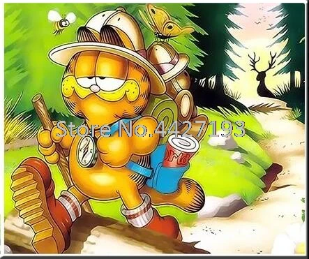 

Rhinestones Needlework DIY 5D Diamond Painting Cross Stitch Kits lazy cat Cartoon Full Mosaic Diamond Embroidery Home Decor