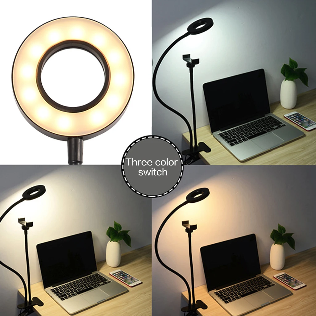  Universal Selfie Ring Light with Flexible Mobile Phone Holder Lazy Bracket Desk Lamp LED Light for 