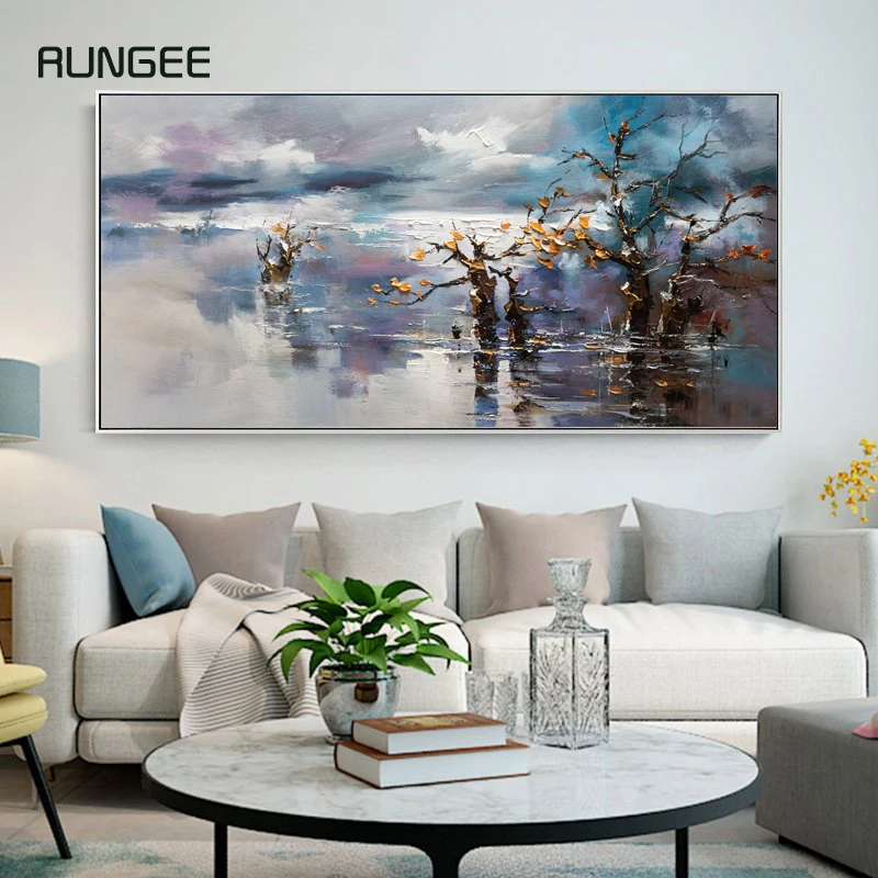 

100% Hand Painted Abstract Scenery Art Oil Painting On Canvas Wall Art Wall Adornment Pictures Painting For Live Room Home Decor