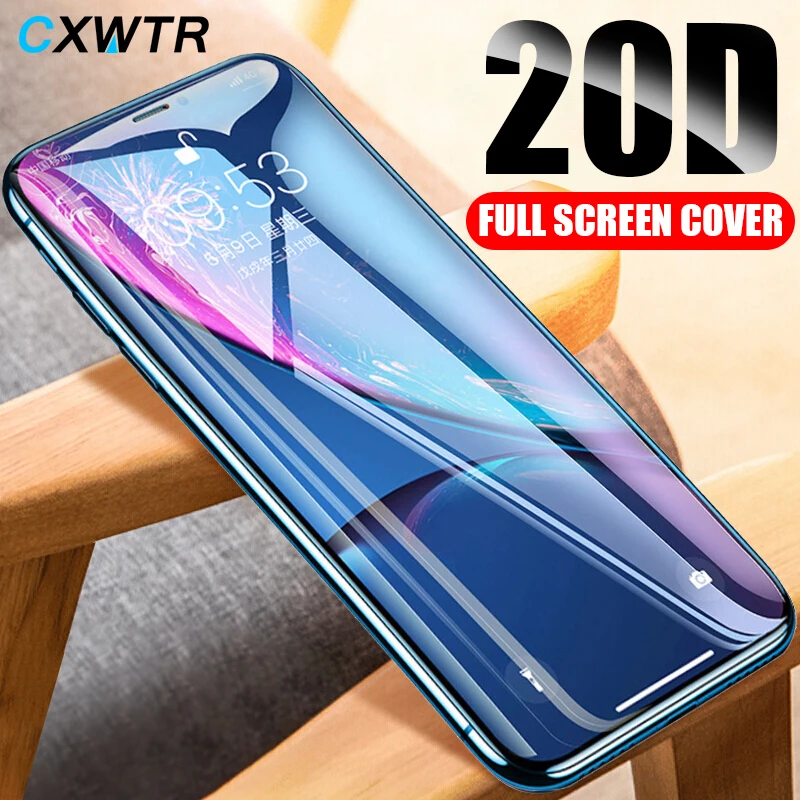 

New 20D Curved Edge Full Cover Tempered Glass For iPhone X Xr Xs Max Screen Protector For iPhone 8 7 6 6s Plus Protection Film