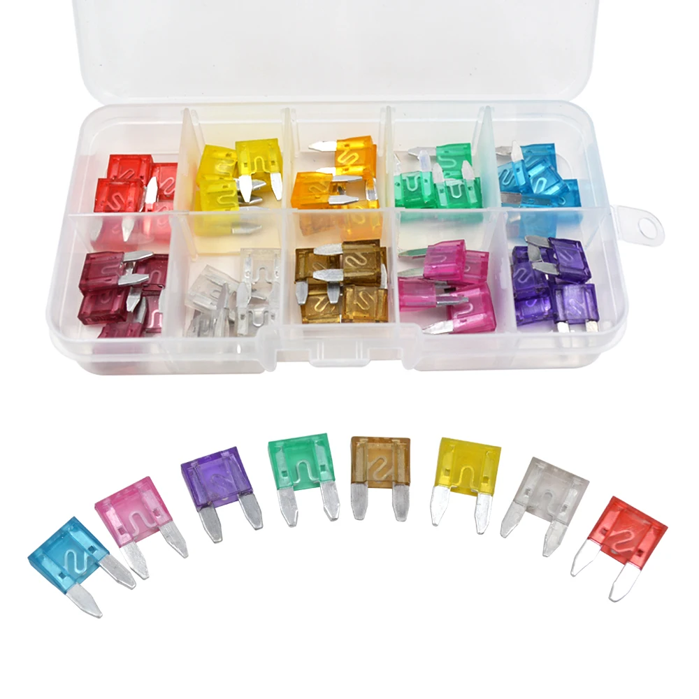 50pcs Porte Fusible Motorcycle Battery Terminals mini Adapter Car Blade Fuse With Clip Auto Standard Mini Parts | Автомобили и