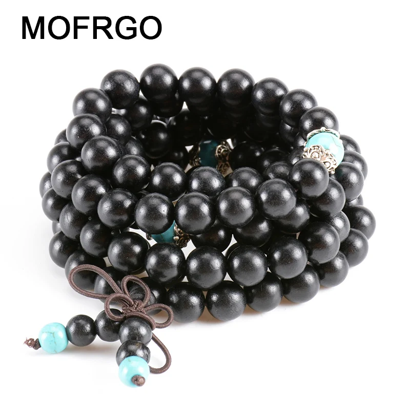 

Natural Ebony Wood Mala Beads Bracelet Men Tibetan Buddhist Buddha Meditation 108 Prayer Mala Bracelet/Necklace for Women Gift