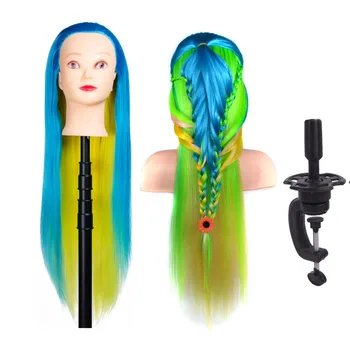 

SHERUI 28'' Hairstyles Shoulder Mannequin Head With Colorful Hair Hairdressing Doll Heads Training Cosmetology Mannequin Heads