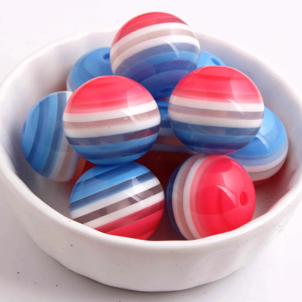 

Kwoi vita Chunky Round 20MM transparent red/white/blue Color 100pcs Resin Strips Beads Jewelry