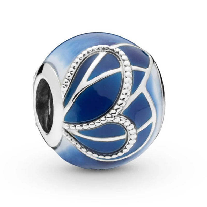 

2019 NEW Spring 100% 925 Sterling Silver Blue Butterfly Wing Charm Bead Fit Women DIY Bracelet Bangle Jewelry Gift