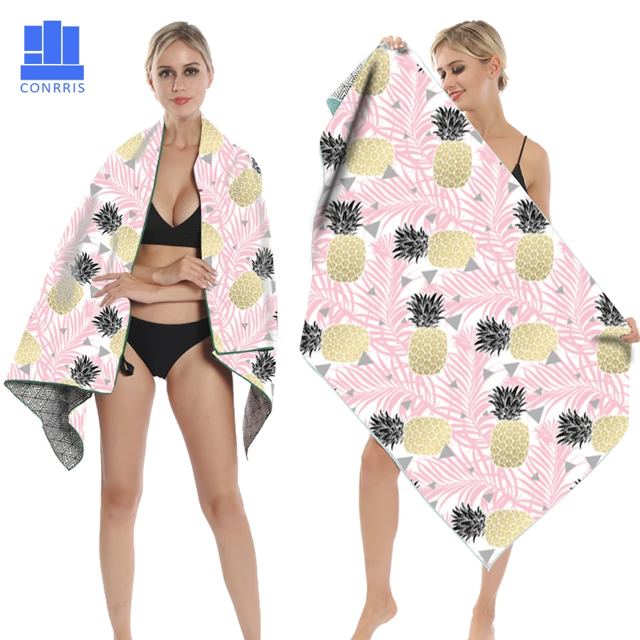 

GNORRIS Printed pineapple Microfiber Geometric towels Quick drying Travel Sports towel Blanket Bath swim Camping beach towel