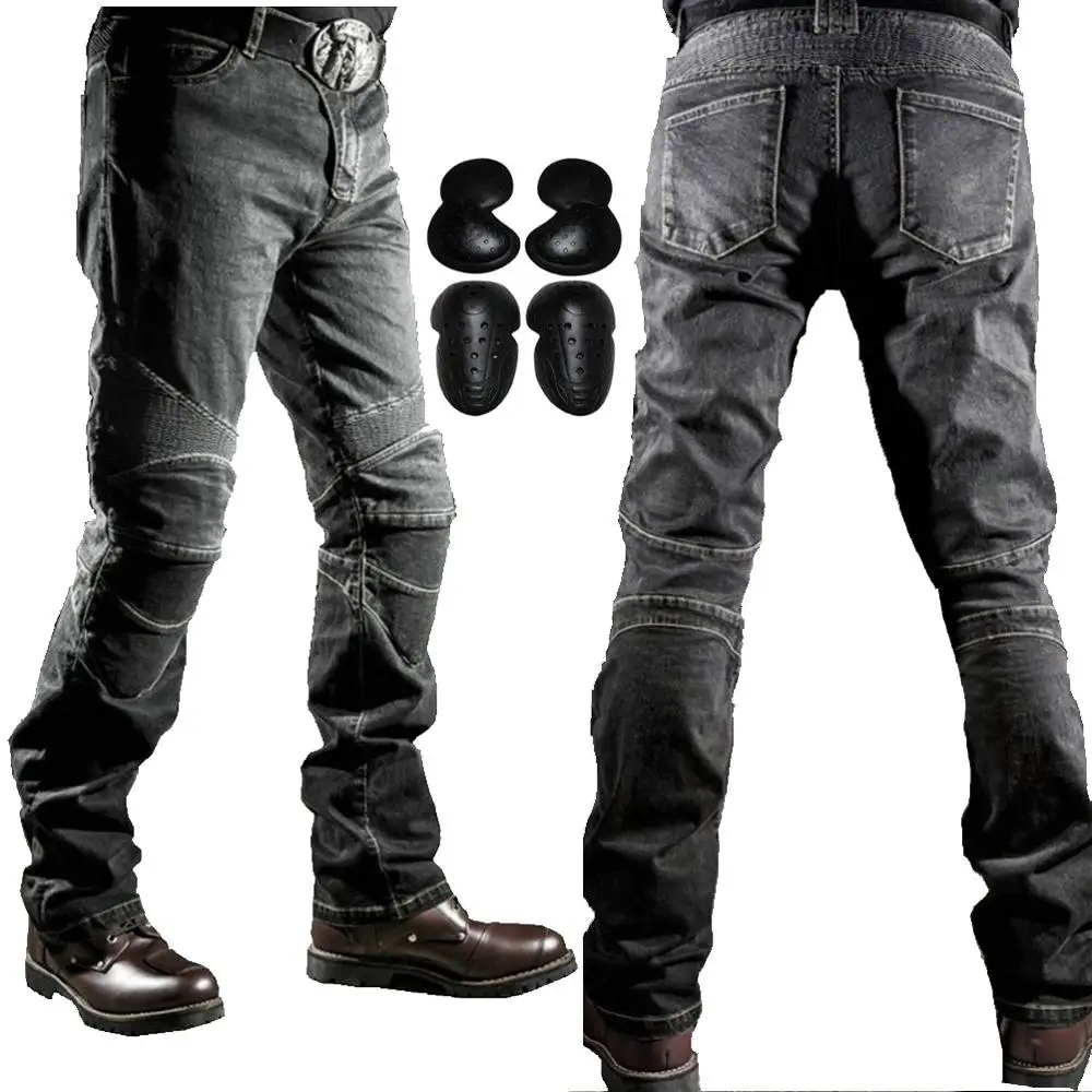Motorcycle Riding Protective Pants Armor Motocross Racing Denim Jeans Upgrade Knee Hip Protective Pads 