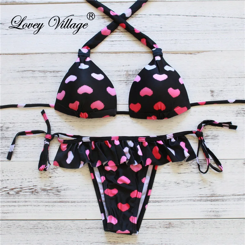

Lovey Village Sexy Swimsuit Women Bikini 2016 Brazilian Bikinis Set Swimwear Female Heart Bathing Suit Swimming Suit For Women