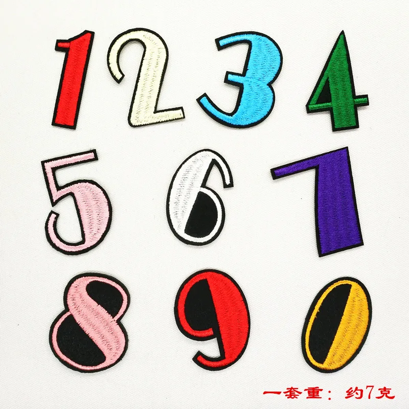 2Pcs 0 9 Numbers Black/White Embroidered Patches for Clothing Iron Sew