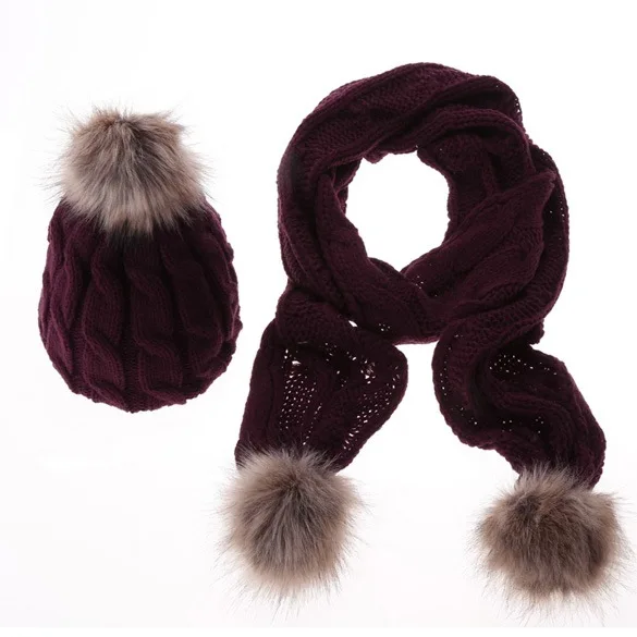 GOPLUS 2019 зима Для женщин вязаная шапка и шарф наборы меховым помпоном люксовый бренд Hat толстые теплые кашемировые шапочки шарфы для девочек