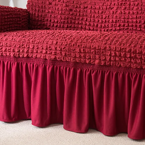 Эластичный чехол для дивана 3D плед чехол Универсальные чехлы для мебели с элегантной юбкой для гостиной кресло диван - Цвет: Red