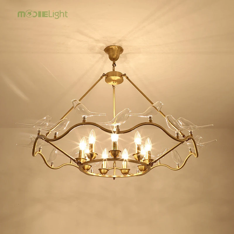Светодиодный светильник Mooielight с медными птицами E14 стеклянные люстры для