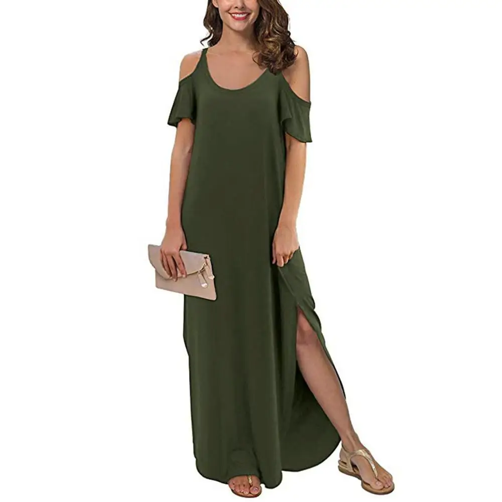 Dress Women Casual Loose Long Dress Strapless Off the Shoulder Open Split Maxi Dresses Dresses Woman Party Night vestidos 2019