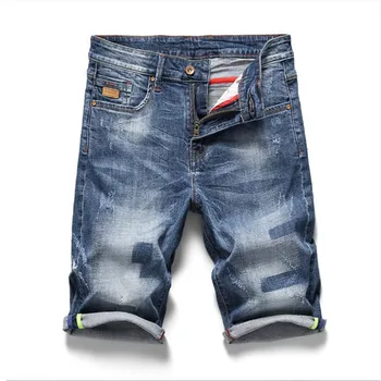 

Male Summer New Arrive Jeans Brand-Clothing Retro Nostalgia Denim Bermuda Short For Man Blue Jean Size 28-40 Solid Shorts