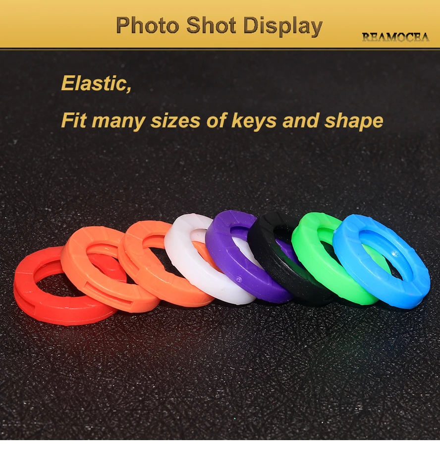 Reamocea 20Pcs Car Motorcycle Bicycle Mixed Color Identification Silicone Key Rings Hollow Caps Covers Keychain Identifier Tags (11)