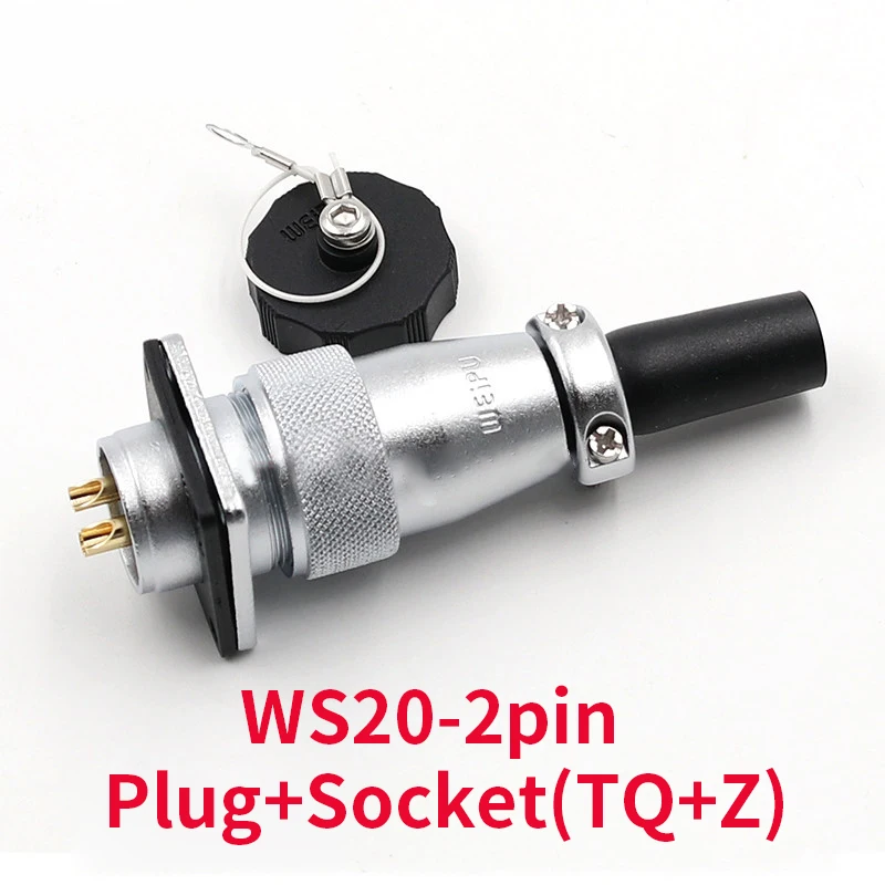 

2 Pin WS20 Connectors High Voltage Connector Plug Socket IP68 Waterproof Industrial Power Connector