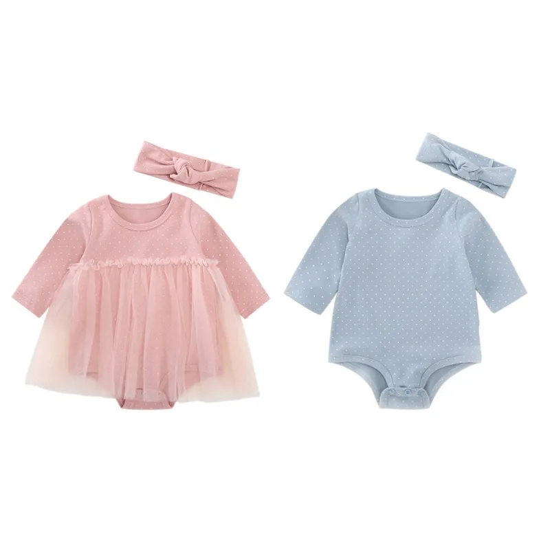 

Newborn Outfits Baby Girls Rompers+Headband 2pcs Print Soft Warm Cotton Playsuit Autumn New-arrival Baby Girls Clothes 3-36M N