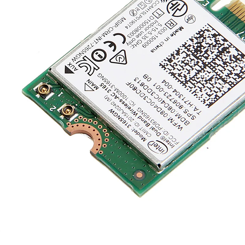 Двухдиапазонный беспроводной-AC 3165NGW Bluetooth 4,0 для Intel 3165 M.2 NGFF 802.11ac WiFi WLAN карта 433 Мбит/с+ 2,4 г/5 ГГц