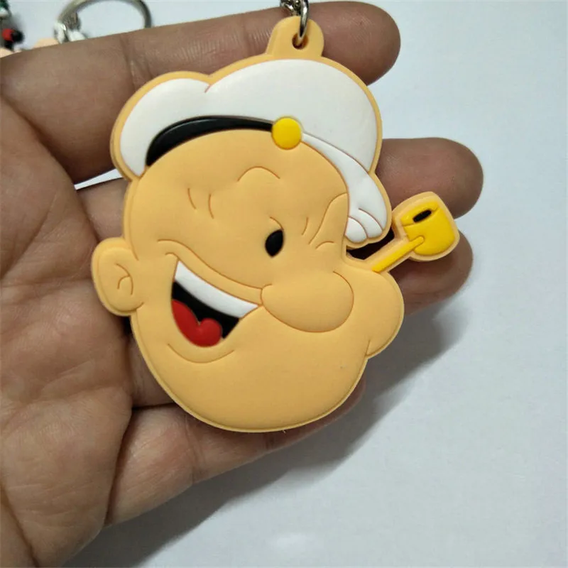 Popeye the Sailor Figures Toys Movie Cartoon Olive Oyl Bobbi PVC Keychain Keyring Key Bag Pendant Dolls 10pcslot (6)