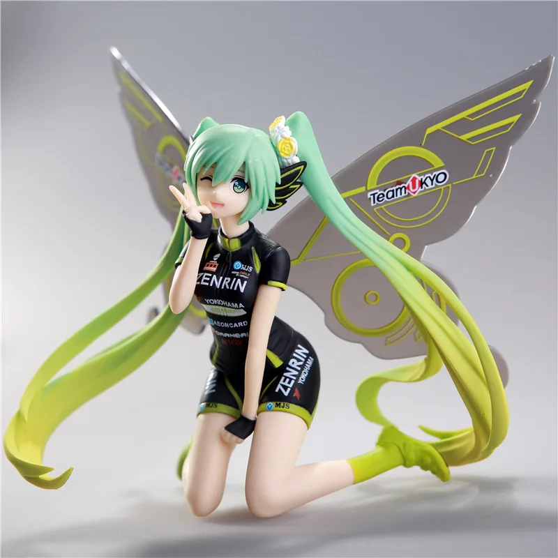 

14cm Anime figure Cute Hatsune Miku Butterfly Racing Baby Cosplay Style PVC Action Figure Collectible Model Toy
