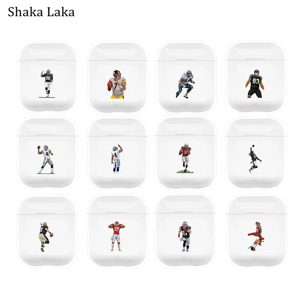 

For Airpods Case Rugby Football Player Paint Protective Transparent Cover Wireless Earphone Cases For Apple Airpods Accessories