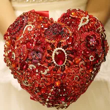 Iffo невесты свадебное предложение Роскошные Яркие Драгоценности Алмаз жемчуг портбукет с цветами Красный Серебряный букет модная индивидуальность