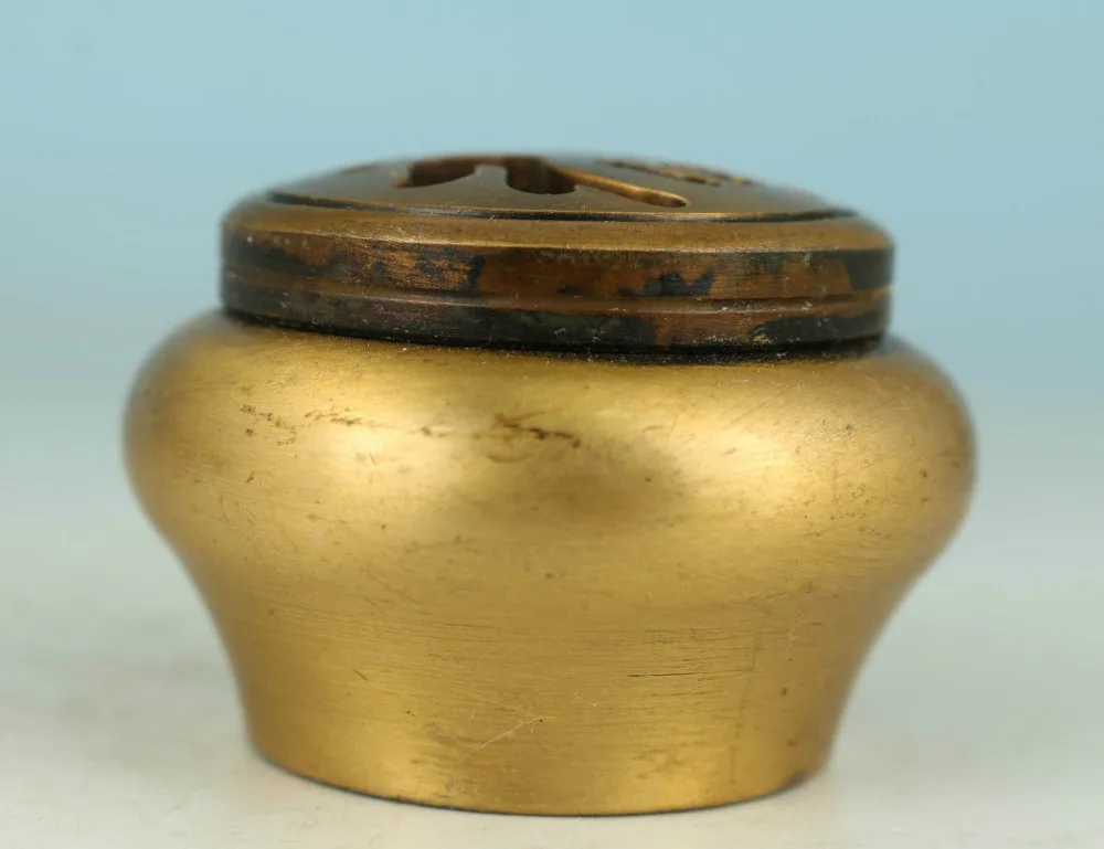 

Asian Chinese Old Brass Handmade Carved Fu Collect Buddha Incense Burner Pot