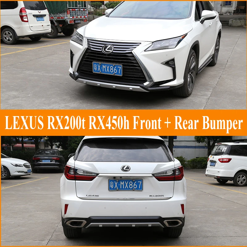

Fit For LEXUS RX200t RX450h 2016 2017 Front + Rear Bumper Diffuser Bumpers Lip Protector Guard skid plate ABS Chrome finish 2PCS