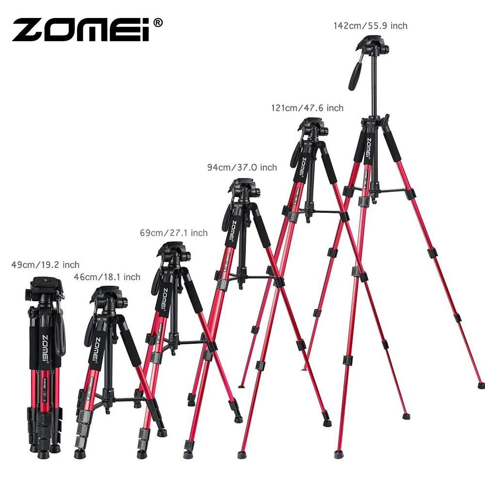 Zomei красный Z666 легкий штатив портативный дорожный штатив для камеры с панорамной головкой и сумкой для переноски для SLR DSLR цифровой камеры телефона