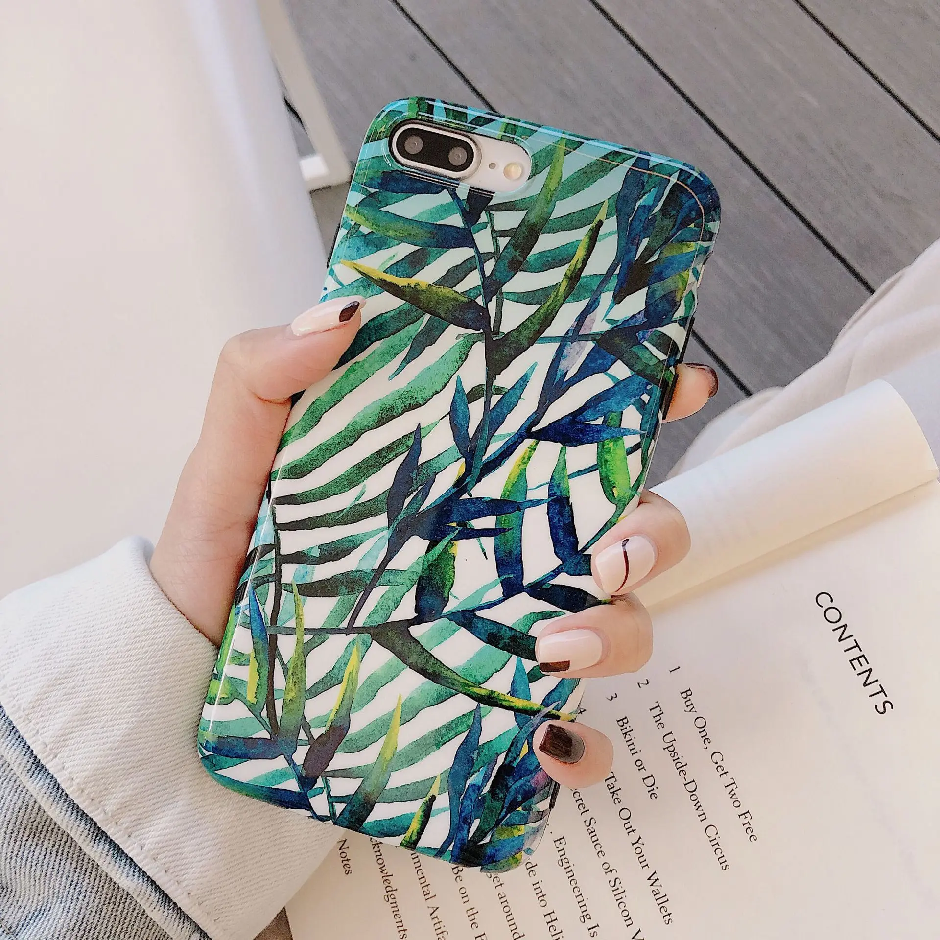 Art Retro Summer Green leaf Korean Phone Case For iPhone 7 Puls 6 6S 8 X XS XR Xsmax Cases Cute Soft Silicone Cover |