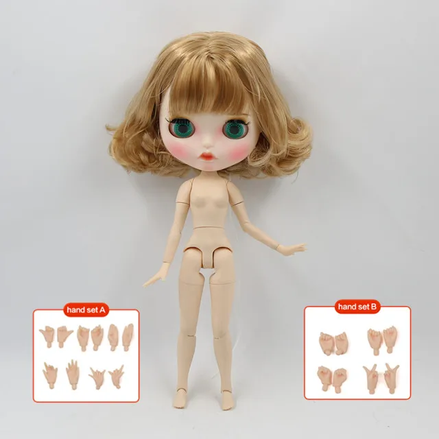 ICY Fortune Days factory blyth Кукла № BL3227 Обнаженная 1/6 кукла с короткими желтыми кудрявыми волосами и новым матовым лицом - Цвет: ab