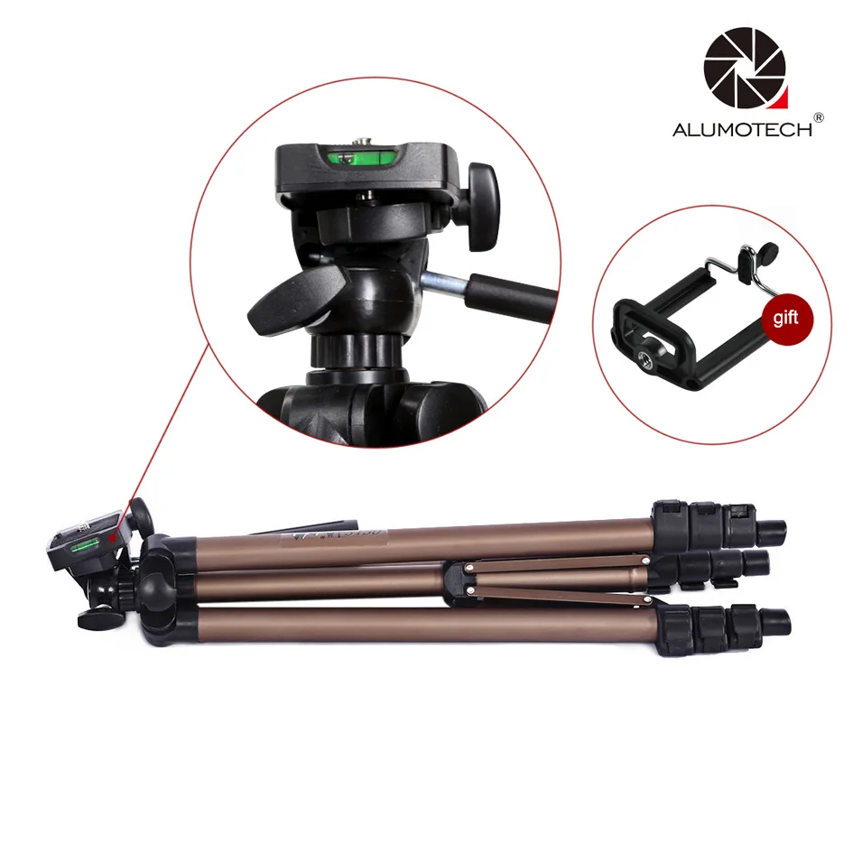 

ALUMOTECH Aluminum Alloy Tripod Portable Stand With Pouch For DSLR Camera Photo Video