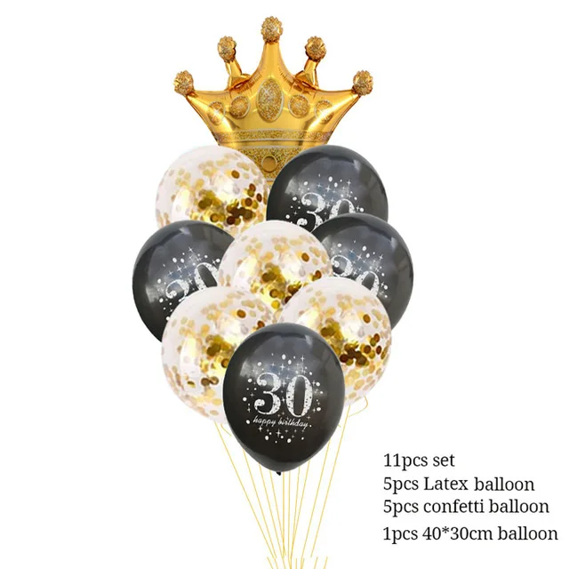 Золотой шар с цифрами, Gonflable Anniversaire 30 40 50 60 70 80 с днем рождения, конфетти, гелиевые воздушные шары для свадьбы вечеринки, украшения - Цвет: 30 setK