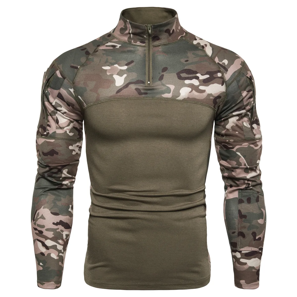 

2019 Men's Long Sleeve Fitness Body Sweatshirt Pullover Sportswear Men's Fitness Jacket Camouflage Sleeve