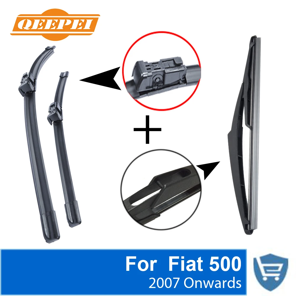 QEEPEI Front and Rear Wiper Blade no Arm For Fiat 500 2007 Onwards High