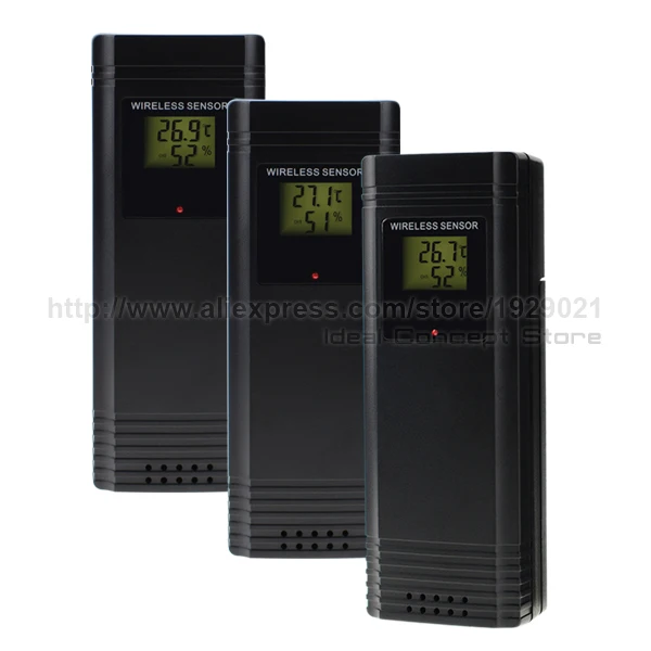 Метеостанция w/3 внутренние/наружные беспроводные датчики Цифровой термометр гигрометр черный светодиодный ЖК-дисплей Температура и влажность