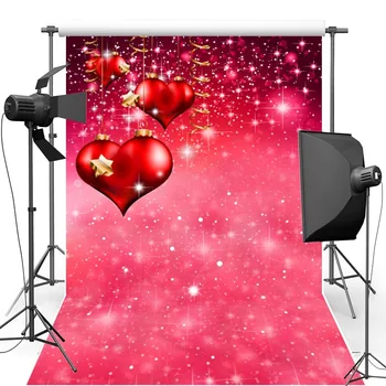 

Red Love Heart Vinyl Photography Background For Valentine's Day New Fabric Polyester Backdrops For Lover Photo Studio F2062