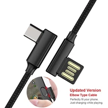 Usb type C 90 градусов быстрая зарядка USB C зарядный кабель для передачи данных type-C телефонные кабели для samsung huawei Xiaomi type-C устройств