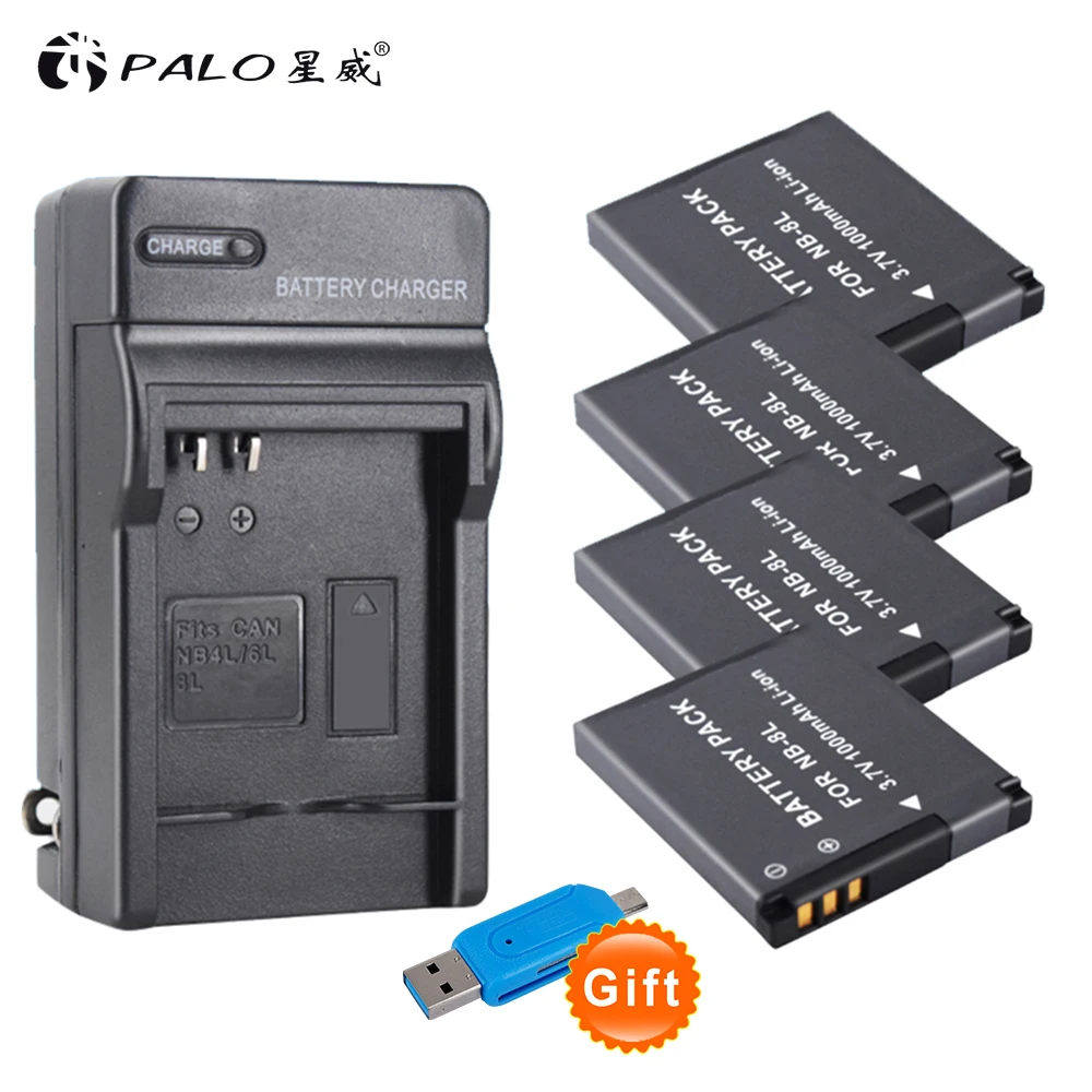 4x1000mah NB 8L NB8L аккумулятор + зарядное устройство для Canon PowerShot A3300 A3200 A3100 A3000 A2200 A1200