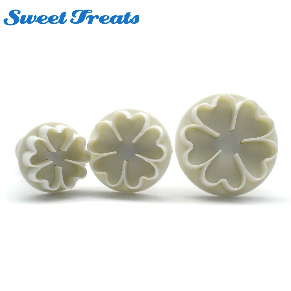 

Sweettreats 3PCS/Set Heart Flower Cake Fondant Cookie Cutter Decorating Craft Paste Plunger Mold