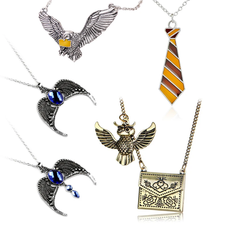 

Metal Harri Potter Owl Hedwig Necklace Toys Hogwarts Deathly Hallows Bird Neck Lace Toys For Kid Christmas Birthday Cos play Toy