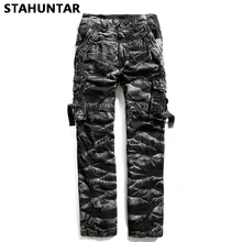 Летние мужские брюки из хлопка на молнии в стиле милитари, мужские камуфляжные брюки-карго с карманами, повседневные тактические черные армейские зеленые камуфляжные брюки для мужчин
