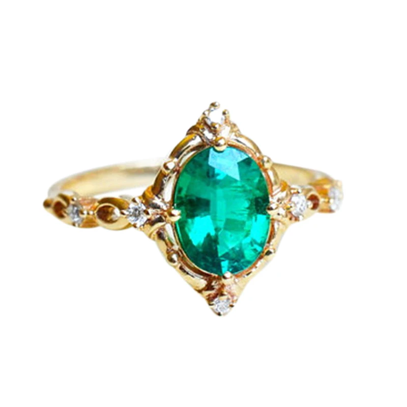 

Small Green Stone Oval Zircon Ring Thin Finger Ring Color Cz Wedding Rings For Women Fashion Jewelry
